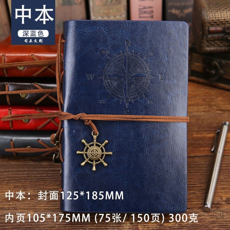 image-Japanese style handbook Japanese notepad small portable A6 notebook binder retro kraft paper European style literature and art