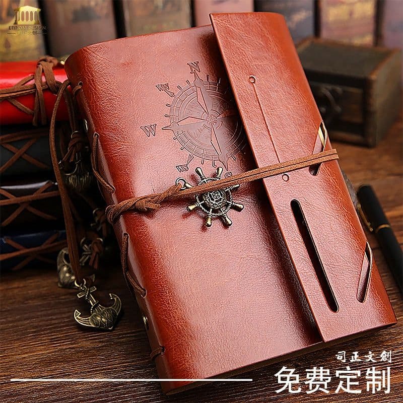 image-Japanese style handbook Japanese notepad small portable A6 notebook binder retro kraft paper European style literature and art