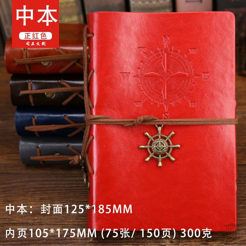 image-Japanese style handbook Japanese notepad small portable A6 notebook binder retro kraft paper European style literature and art