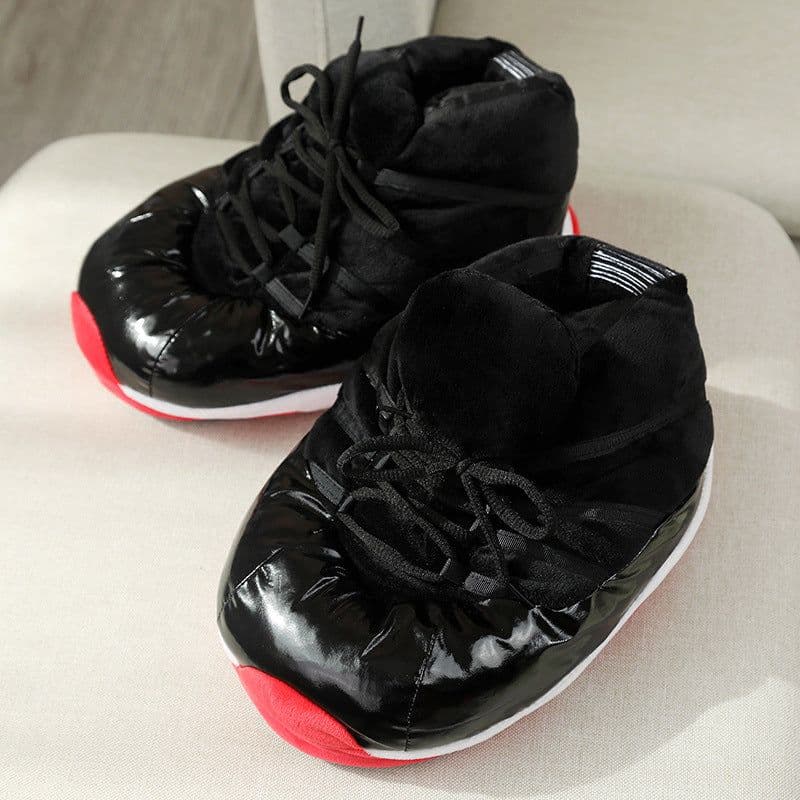 image-Spot spoof AJ cotton slippers for men and women winter fat fat head a cone j bread plush shoes winter coconut big cotton shoes