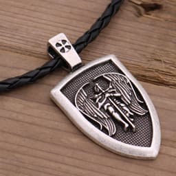 image-Explosive foreign trade fashion men’s necklace with charm, men’s pendant, holy shield protection pendant, fashion jewelry wholesale