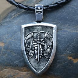 image-Explosive foreign trade fashion men’s necklace with charm, men’s pendant, holy shield protection pendant, fashion jewelry wholesale