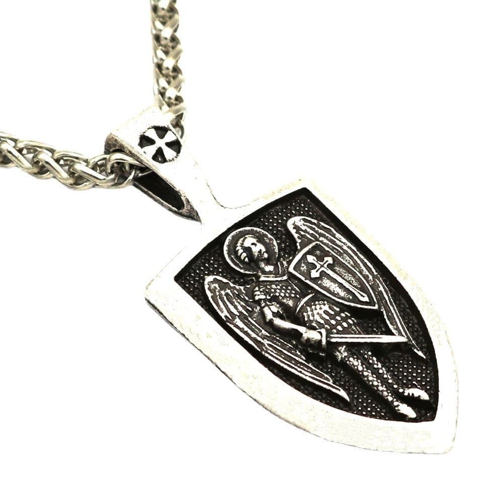 image-Foreign trade explosion models men's necklace Archangel St. Michael Holy Shield Protection Charm Russian Orthodox Pendant