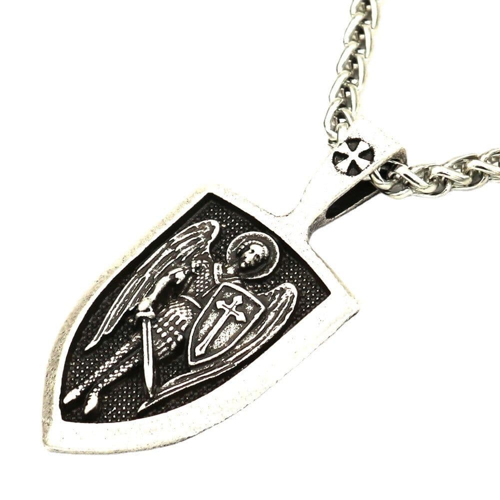 image-Foreign trade explosion models men's necklace Archangel St. Michael Holy Shield Protection Charm Russian Orthodox Pendant