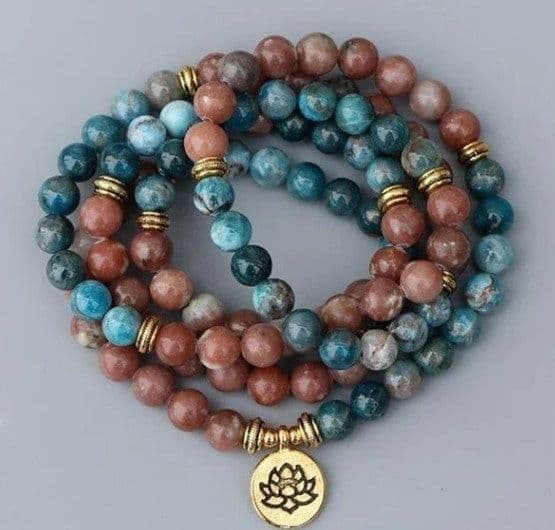 image-EDOTHALIA New Beautiful Women Yoga Bead Mala Bracelet 8MM Apatite Stone 108 Beads Strand Bracelet Female Jewelry