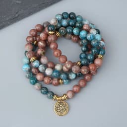 image-EDOTHALIA New Beautiful Women Yoga Bead Mala Bracelet 8MM Apatite Stone 108 Beads Strand Bracelet Female Jewelry