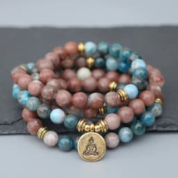 image-EDOTHALIA New Beautiful Women Yoga Bead Mala Bracelet 8MM Apatite Stone 108 Beads Strand Bracelet Female Jewelry