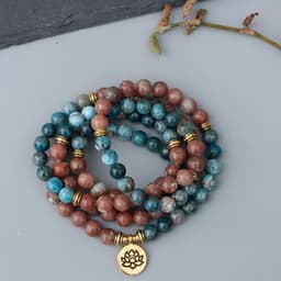 image-EDOTHALIA New Beautiful Women Yoga Bead Mala Bracelet 8MM Apatite Stone 108 Beads Strand Bracelet Female Jewelry