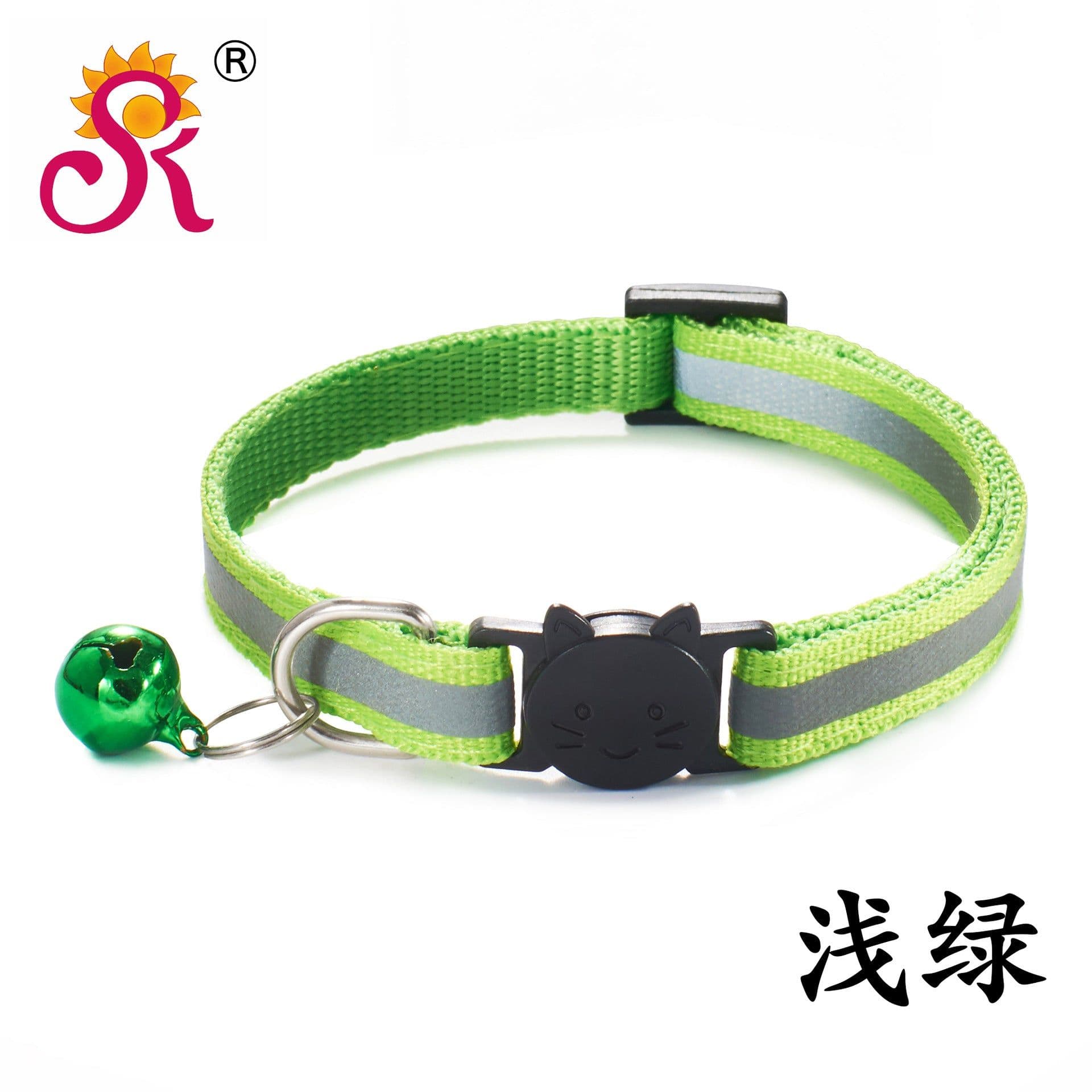 image-1.0 Reflective black cat head safety buckle collar cat collar pet cat bell collar dog collar spot factory