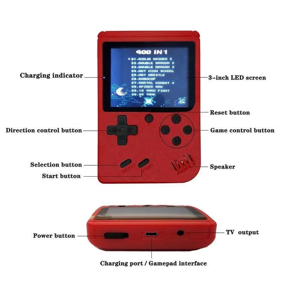 image-Handheld game console 400 in one Sup retro macaron game console 500 doubles tetris game console