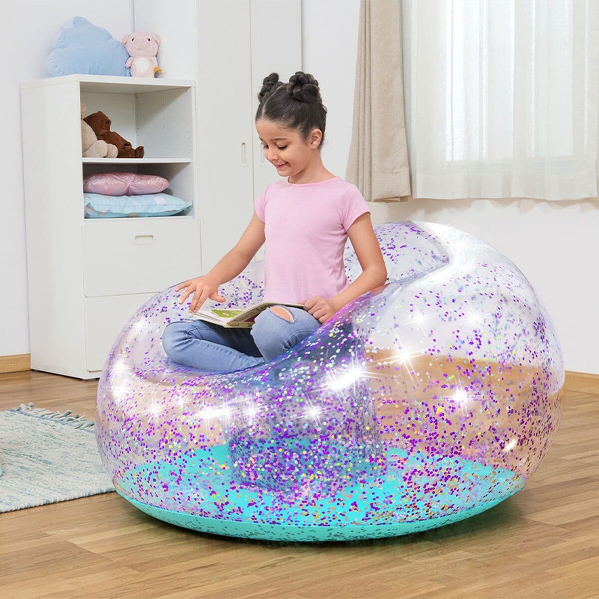 image-Inflatable Armchair Bestway Multicolour 114 x 112 x 66 cm 122 x 114 x 66 cm Glitter