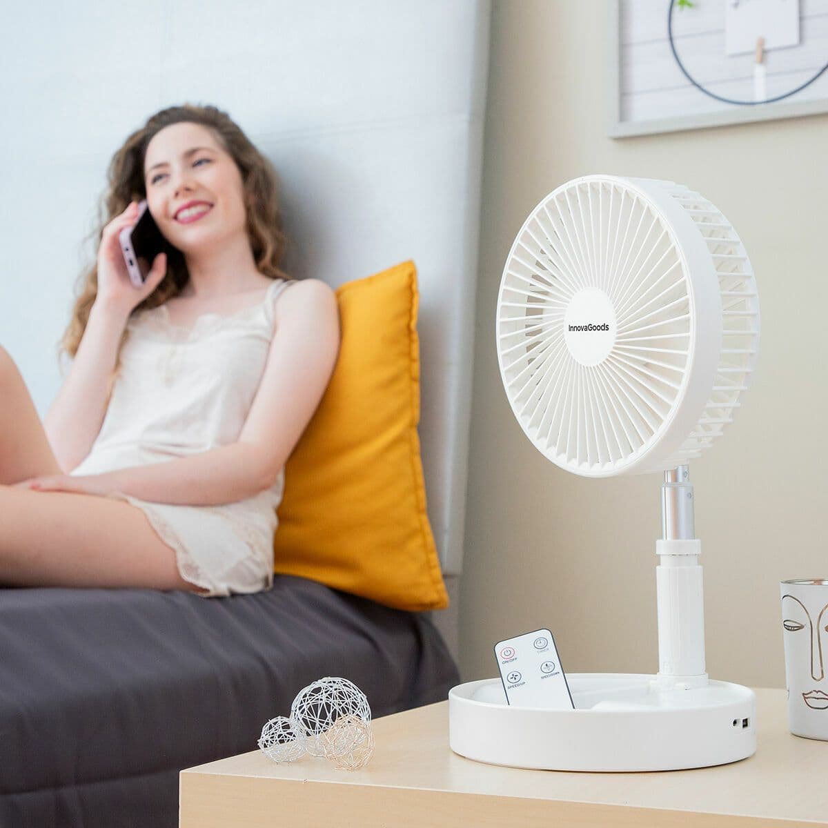image-3 in 1 Foldable Rechargeable Fan Fandle InnovaGoods Ø7,7'' 7200 mAh