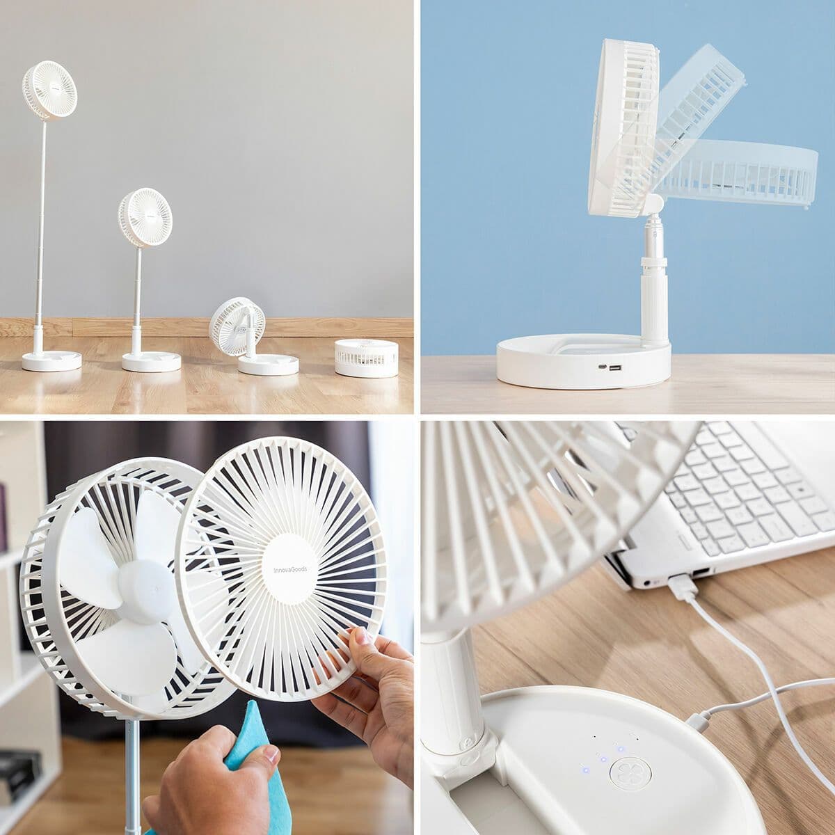 image-3 in 1 Foldable Rechargeable Fan Fandle InnovaGoods Ø7,7'' 7200 mAh