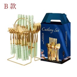image-Amazon hot-selling stainless steel tableware 24-piece cutlery set with storage cutlery rack gift box set gift