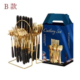 image-Amazon hot-selling stainless steel tableware 24-piece cutlery set with storage cutlery rack gift box set gift