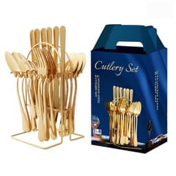image-Amazon hot-selling stainless steel tableware 24-piece cutlery set with storage cutlery rack gift box set gift