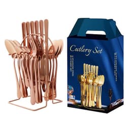 image-Amazon hot-selling stainless steel tableware 24-piece cutlery set with storage cutlery rack gift box set gift