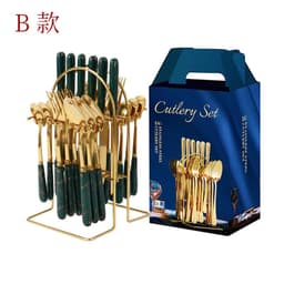image-Amazon hot-selling stainless steel tableware 24-piece cutlery set with storage cutlery rack gift box set gift