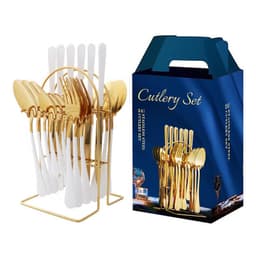 image-Amazon hot-selling stainless steel tableware 24-piece cutlery set with storage cutlery rack gift box set gift