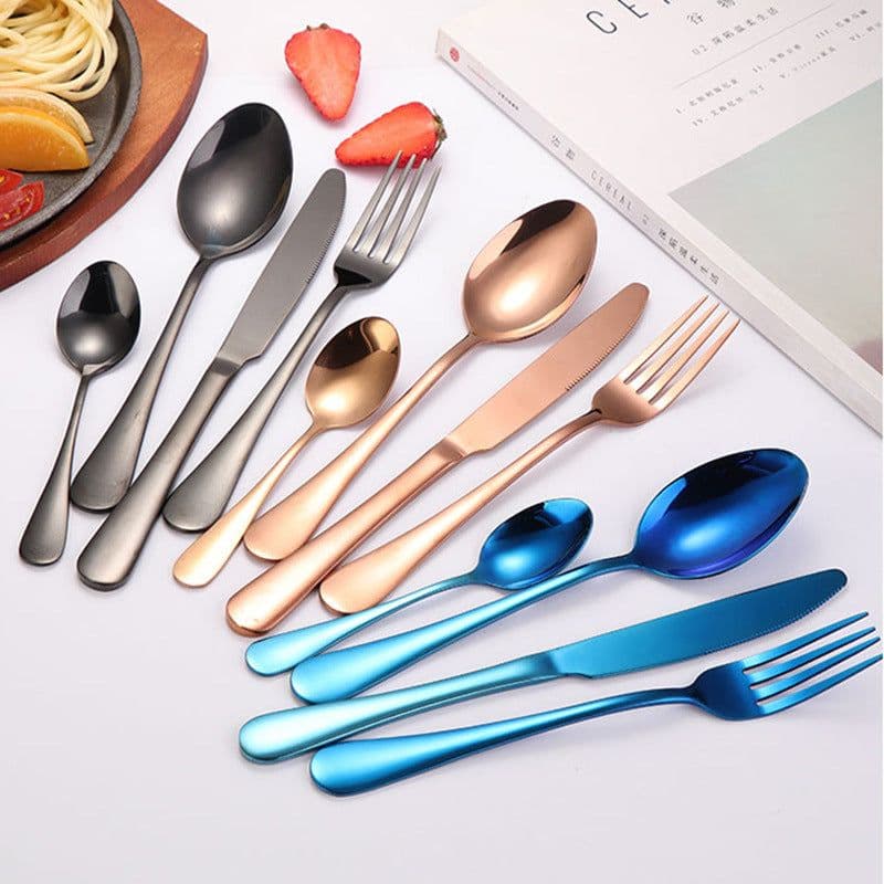 image-Amazon hot-selling stainless steel tableware 24-piece cutlery set with storage cutlery rack gift box set gift