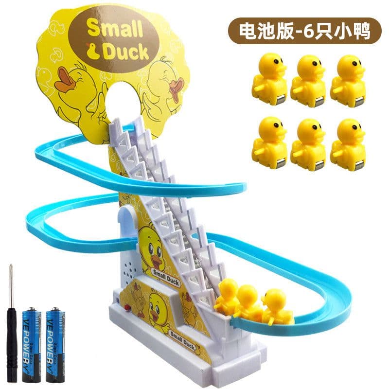 image-track duck climbing ladder slide toy cute little duck automatically climbing stairs light music