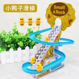 image-track duck climbing ladder slide toy cute little duck automatically climbing stairs light music