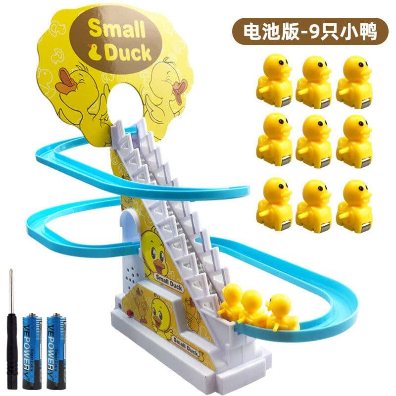 image-track duck climbing ladder slide toy cute little duck automatically climbing stairs light music