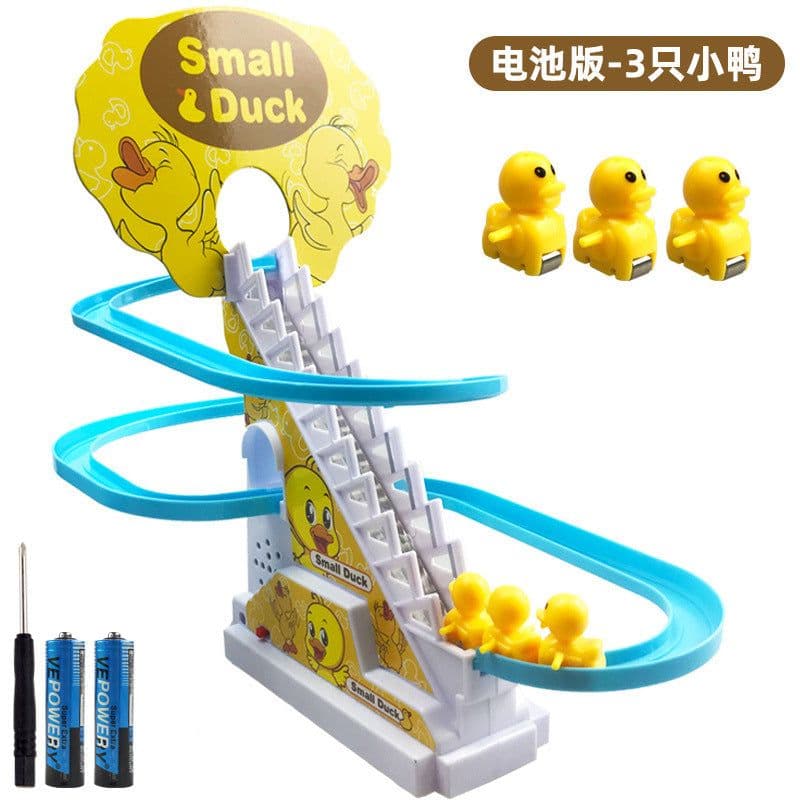 image-track duck climbing ladder slide toy cute little duck automatically climbing stairs light music