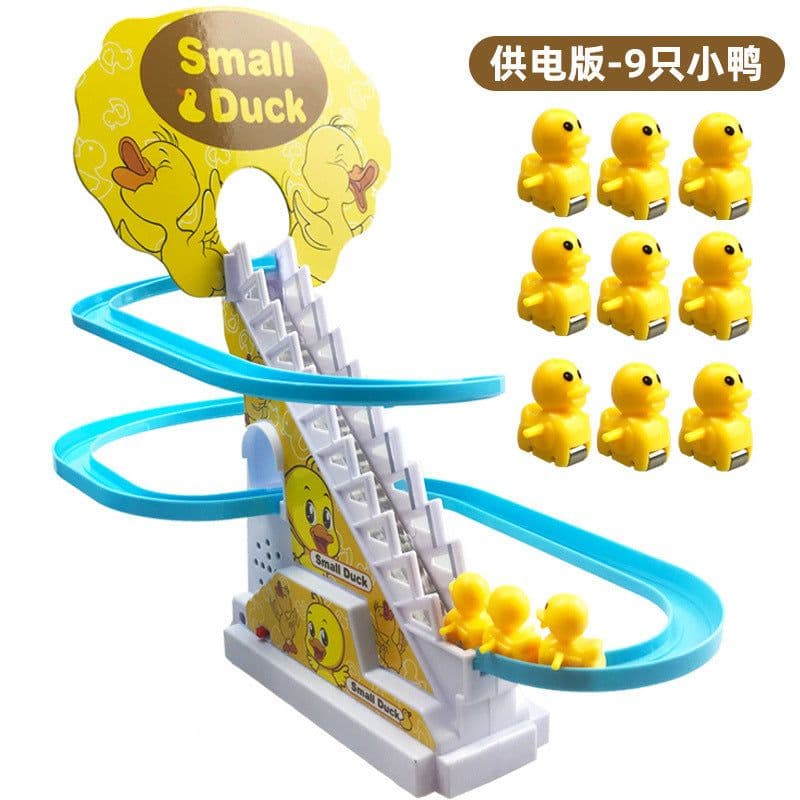 image-track duck climbing ladder slide toy cute little duck automatically climbing stairs light music