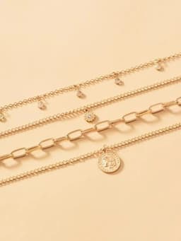 image-Amazon Hot Selling Necklace Round Pendant Layered Necklace European and American Cross-border Necklace Multi-layer Rhinestone Beauty Head Necklace
