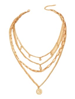 image-Amazon Hot Selling Necklace Round Pendant Layered Necklace European and American Cross-border Necklace Multi-layer Rhinestone Beauty Head Necklace