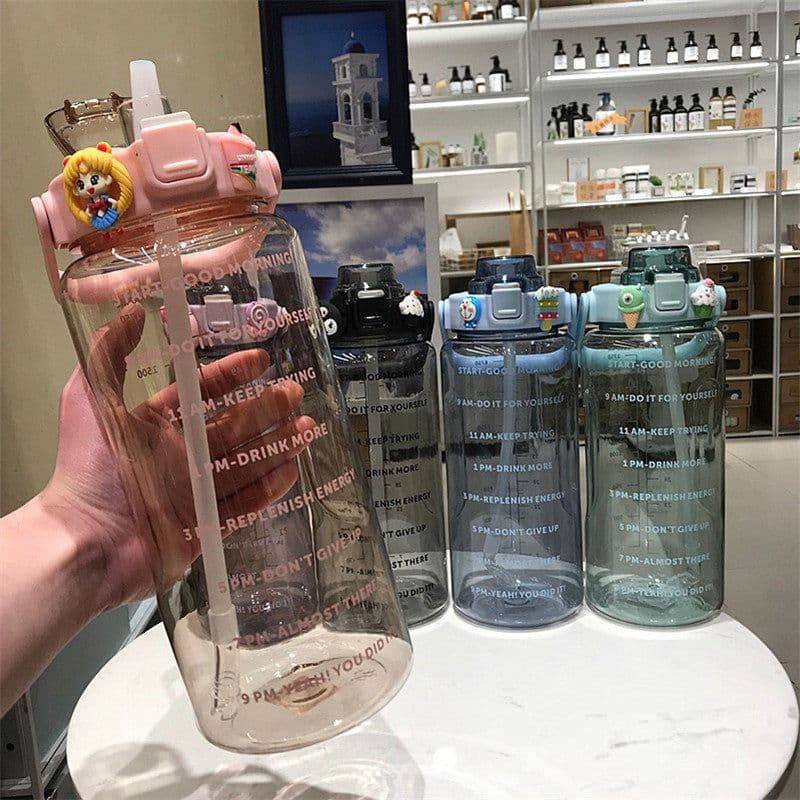 image-Cross-border large-capacity outdoor straw cup portable portable plastic cup student sports bottle boys and girls space cup
