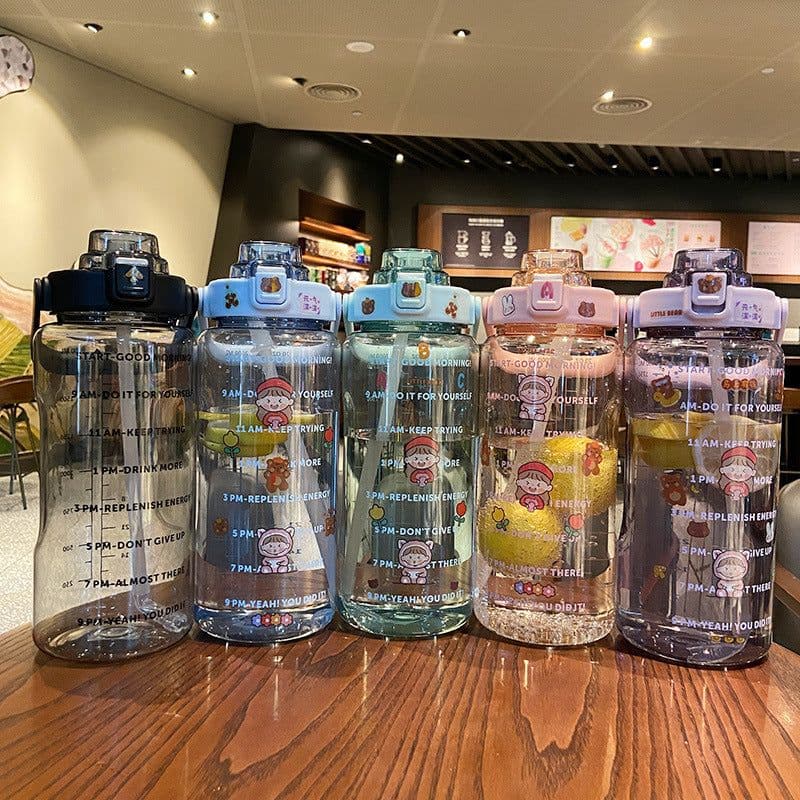 image-Cross-border large-capacity outdoor straw cup portable portable plastic cup student sports bottle boys and girls space cup