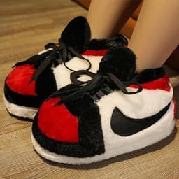 image-Spot spoof AJ home cotton shoes Coconut couple cotton slippers men and women winter fat fat bread plush shoes
