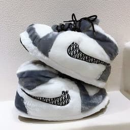 image-Spot spoof AJ home cotton shoes Coconut couple cotton slippers men and women winter fat fat bread plush shoes