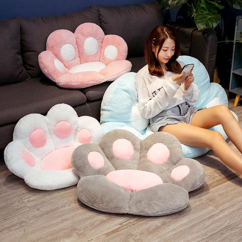 image-Cross-border cartoon bear paw half-enclosed cushion office seat back student cushion cat claw cushion lazy one sofa