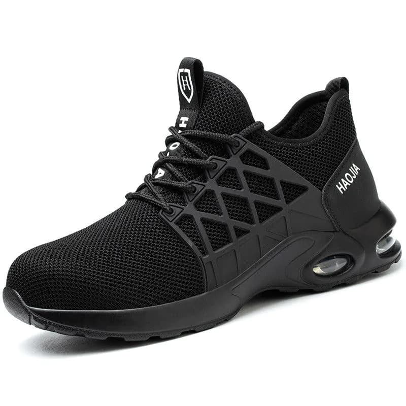 image-Haojia labor insurance shoes steel toe anti-smashing and anti-stab safety shoes flying woven breathable deodorant work shoes lightweight wear-resistant protective shoes