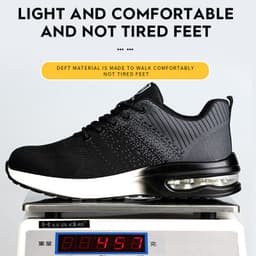 image-Haojia labor insurance shoes steel toe anti-smashing and anti-stab safety shoes flying woven breathable deodorant work shoes lightweight wear-resistant protective shoes
