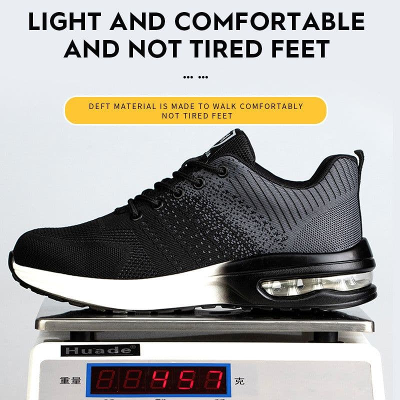 image-Haojia labor insurance shoes steel toe anti-smashing and anti-stab safety shoes flying woven breathable deodorant work shoes lightweight wear-resistant protective shoes