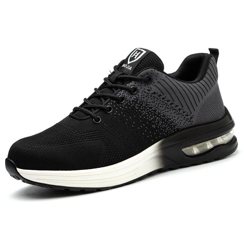 image-Haojia labor insurance shoes steel toe anti-smashing and anti-stab safety shoes flying woven breathable deodorant work shoes lightweight wear-resistant protective shoes