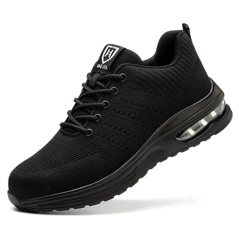 image-Haojia labor insurance shoes steel toe anti-smashing and anti-stab safety shoes flying woven breathable deodorant work shoes lightweight wear-resistant protective shoes