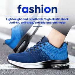 image-Haojia labor insurance shoes steel toe anti-smashing and anti-stab safety shoes flying woven breathable deodorant work shoes lightweight wear-resistant protective shoes