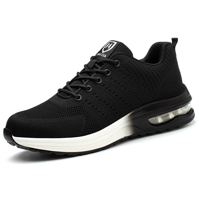 image-Haojia labor insurance shoes steel toe anti-smashing and anti-stab safety shoes flying woven breathable deodorant work shoes lightweight wear-resistant protective shoes