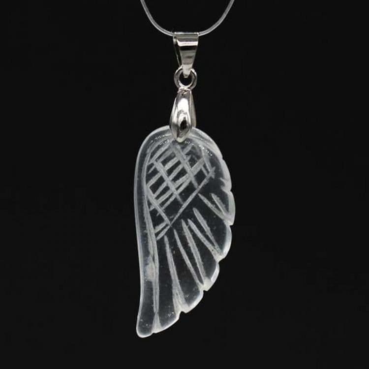 image-European and American Natural Crystal Angel Wing Pendant Carved Angel Wing Pendant Fashionable Women's Necklace Pendant