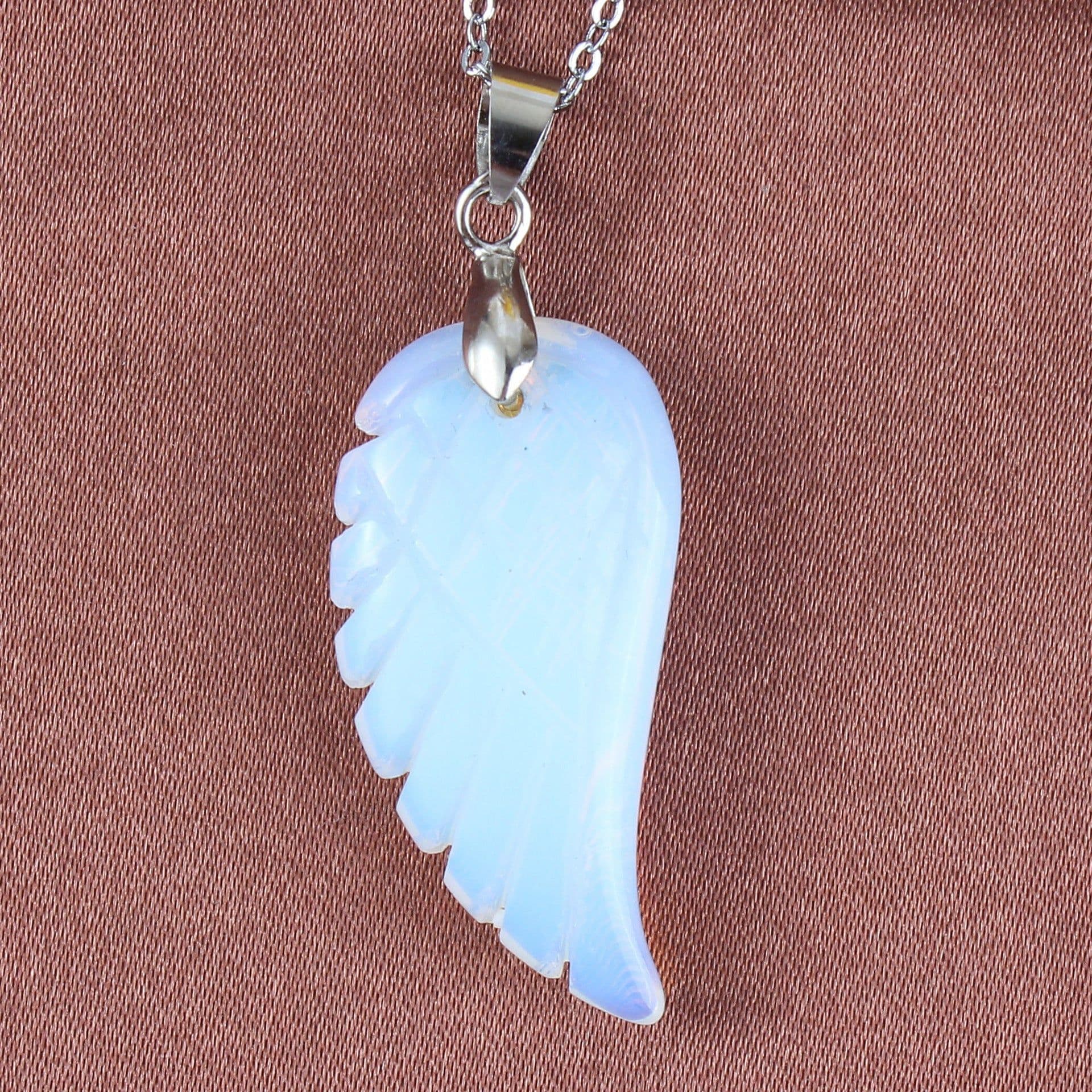 image-European and American Natural Crystal Angel Wing Pendant Carved Angel Wing Pendant Fashionable Women's Necklace Pendant