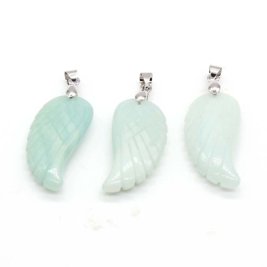 image-European and American Natural Crystal Angel Wing Pendant Carved Angel Wing Pendant Fashionable Women's Necklace Pendant