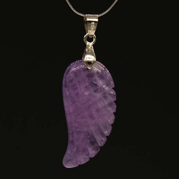 image-European and American Natural Crystal Angel Wing Pendant Carved Angel Wing Pendant Fashionable Women's Necklace Pendant