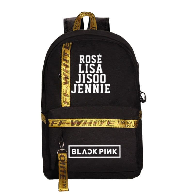 image-BLACK peripheral school bag USB charging backpack Korean fresh canvas bag travel bag computer bag for men and women