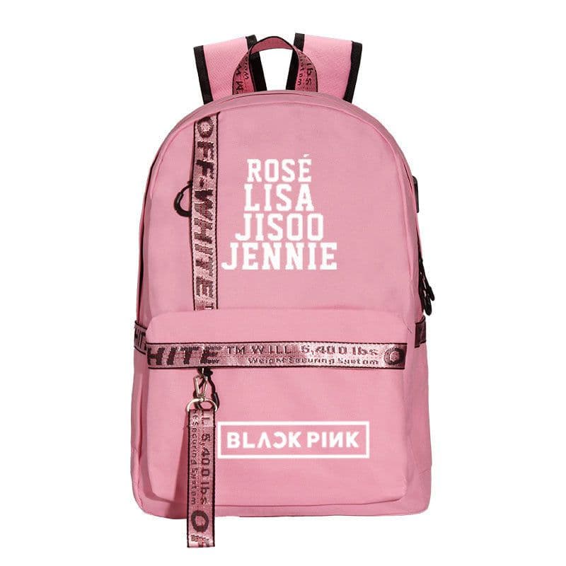 image-BLACK peripheral school bag USB charging backpack Korean fresh canvas bag travel bag computer bag for men and women