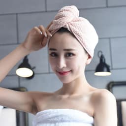 image-Pineapple grid dry hair cap, plain dry hair towel, coral fleece shower cap, turban, quick-drying, strong water absorption and thickening